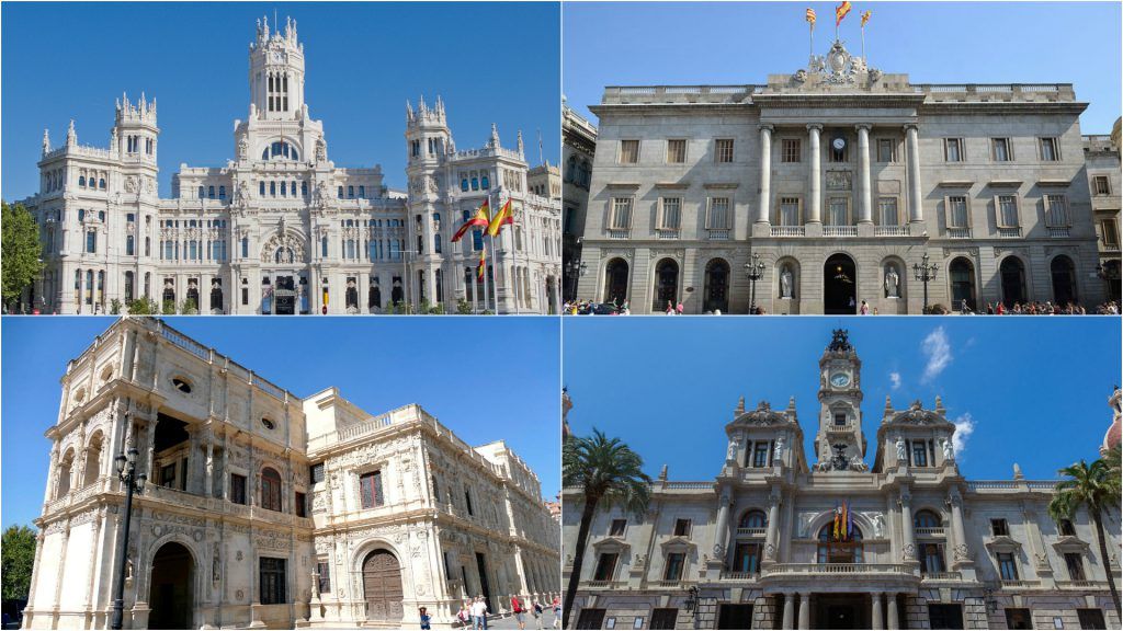 Varios de los ayuntamientos más importantes de España