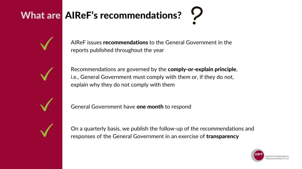 What are AIReF's recommedantions